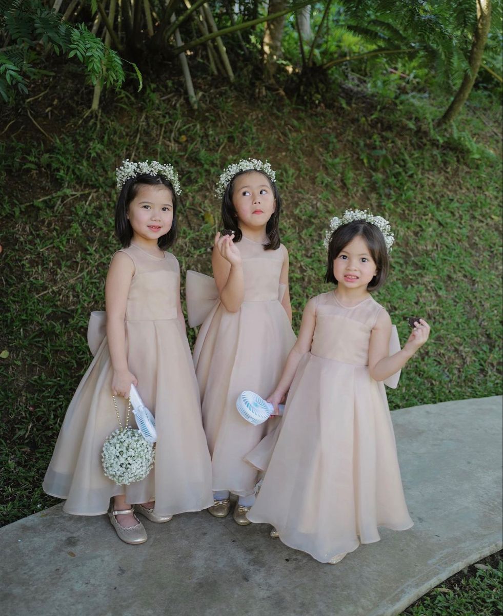 Pretty A Line Chiffon Back With Bow Knot Flower Girl Dress