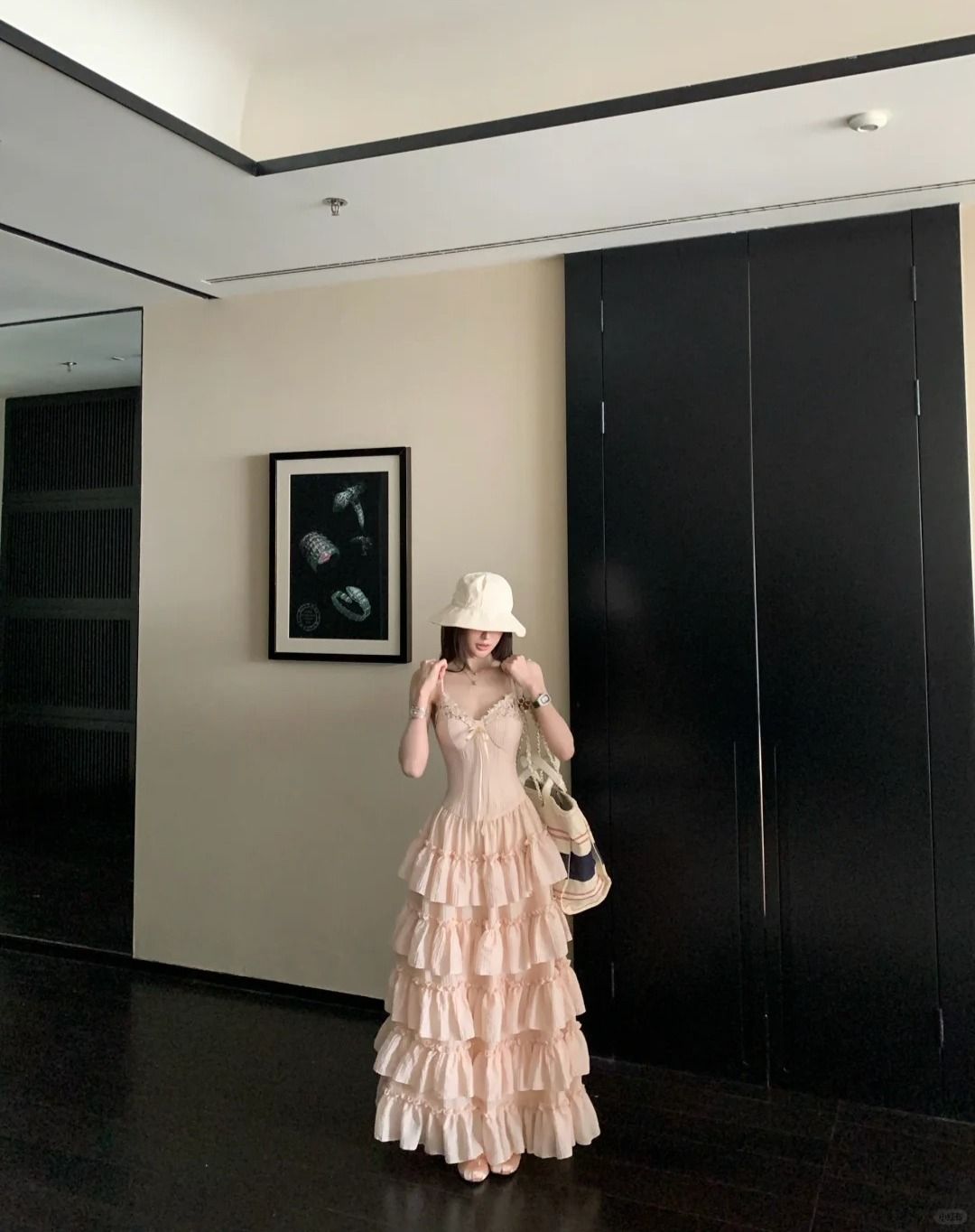 Sweet A Line Spaghetti Straps Satin Tiered Chiffon Long Prom Dress, Evening Dress