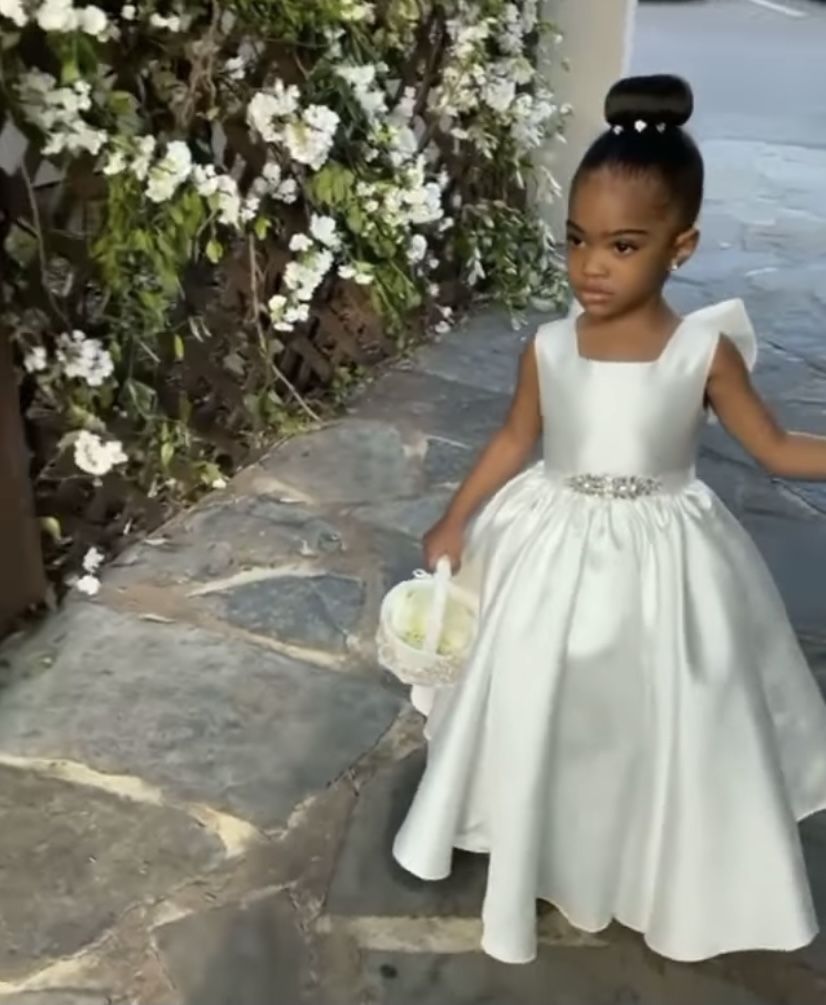 Cute A Line Satin Back With Bow Knot Flower Girl Dress