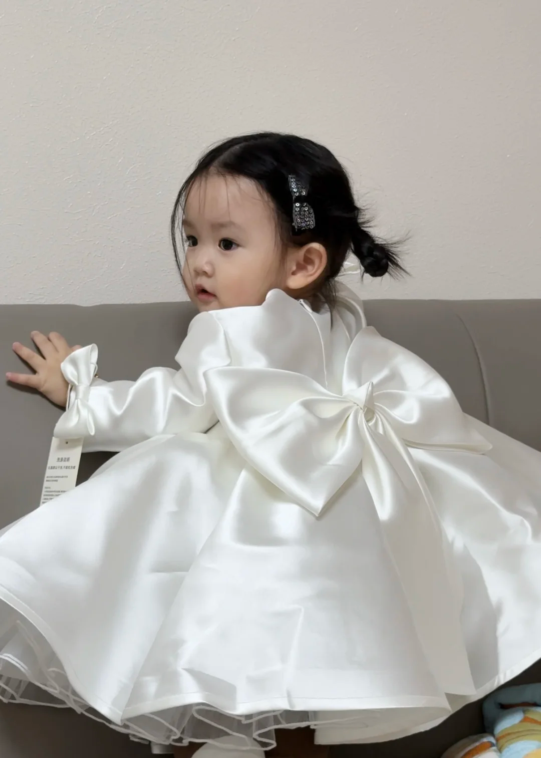 Cute Ball Gown Satin With Long Sleeves Flower Girl Dress