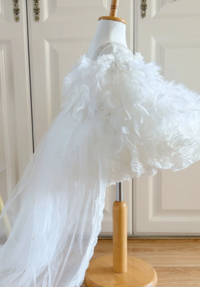 Cute Ball Gown Tulle With Train Flower Girl Dress