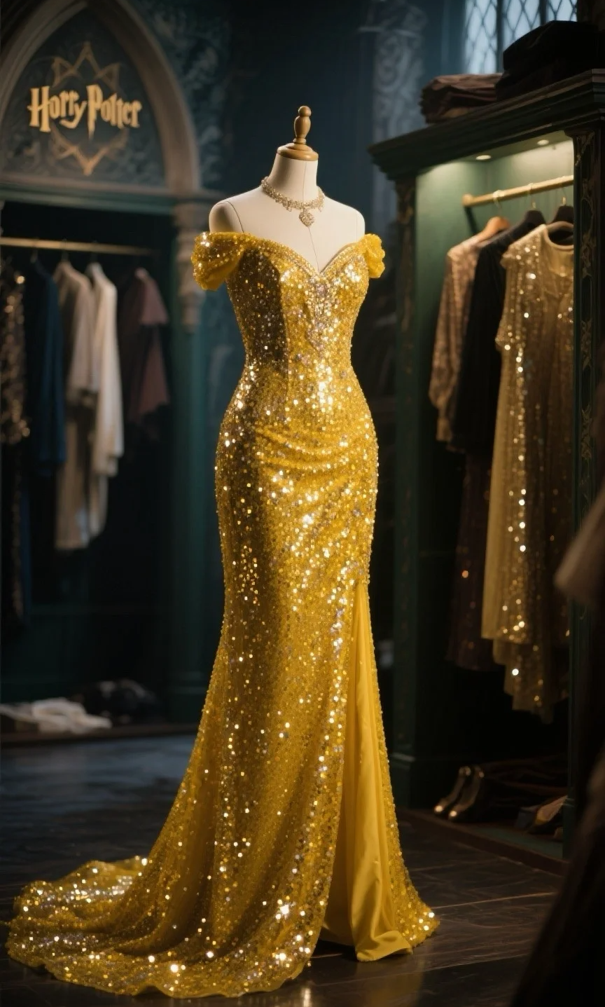 Shiny Sexy Yellow Mermaid Off The Shoulder Sequin Slit Long Prom Dress, Evening Dress