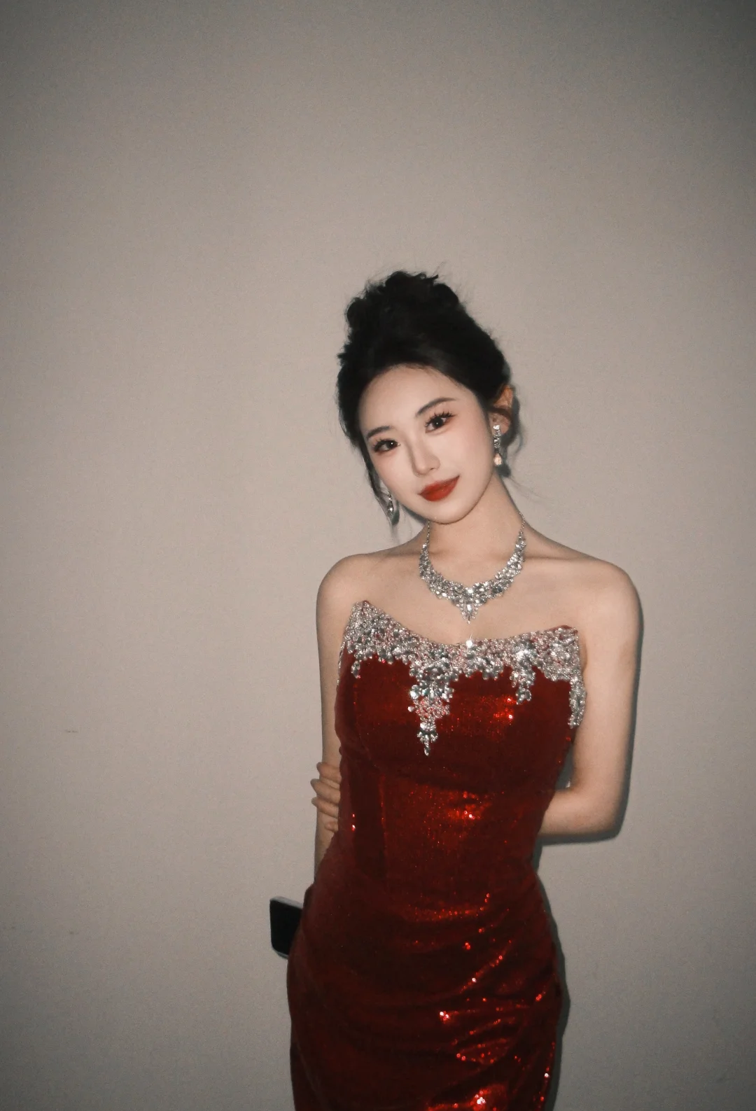 Sparkly Burgundy Mermaid Strapless Satin Sequin Beaded Long Prom Dress, Evening Dress