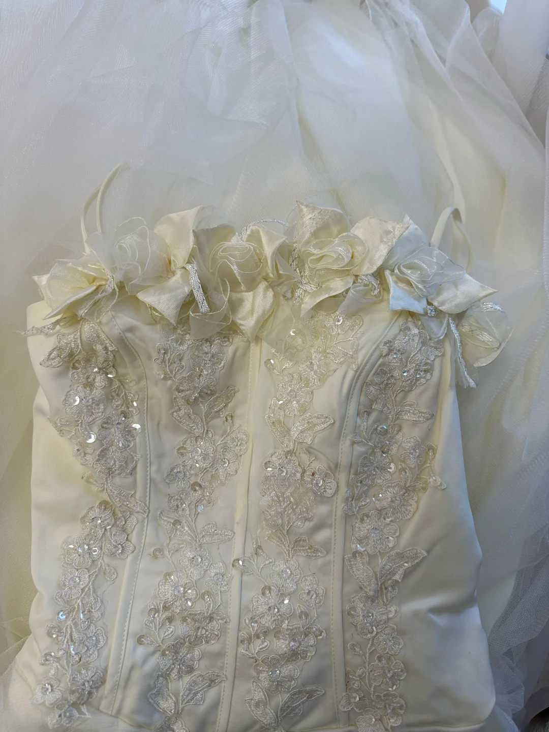 Princess A Line Spaghetti Straps Satin Tulle Lace Long Prom Dress, Evening Dress