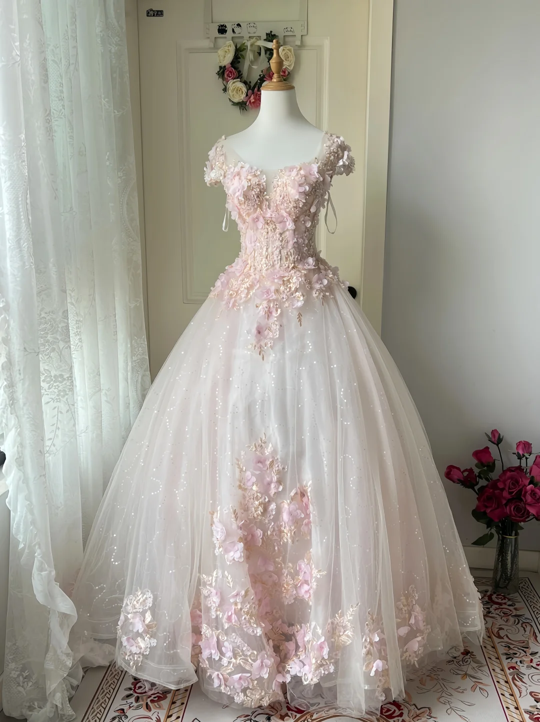 Fairy Ball Gown Tulle Applique Long Prom Dress, Evening Dress