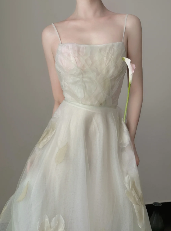 Pretty A Line Spaghetti Straps Tulle Long Prom Dress, Evening Dress