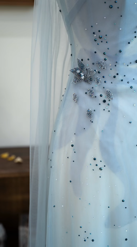 Pretty A Line Spaghetti Straps Tulle Sequin Long Prom Dress, Evening Dress