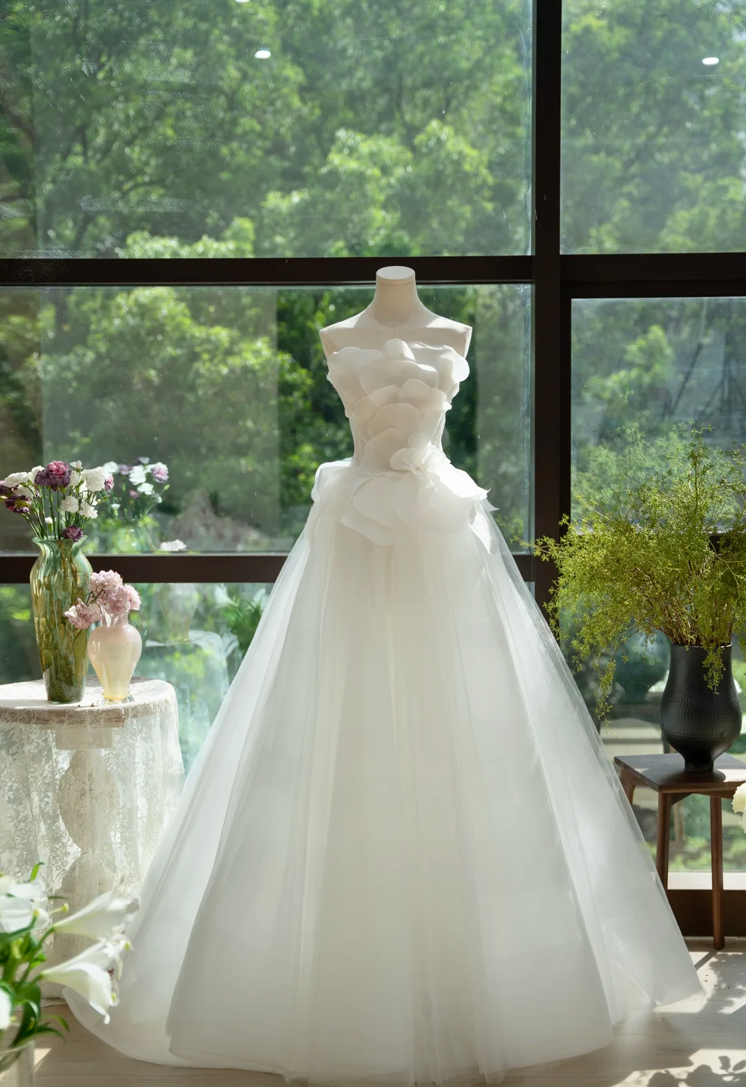 Elegant A Line Strapless Tulle Long Prom Dress, Evening Dress