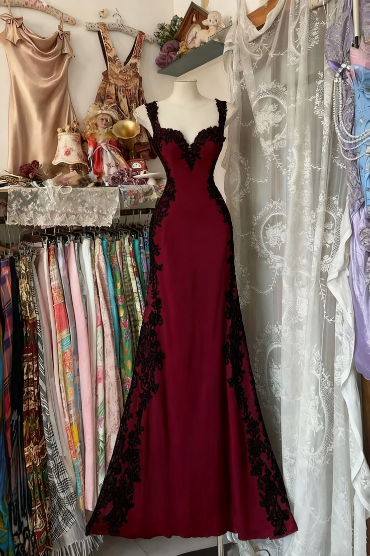 Pretty Mermaid Sweetheart Satin Lace Long Prom Dress, Evening Dress