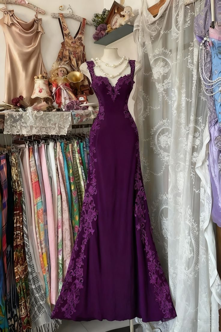 Pretty Mermaid Sweetheart Satin Lace Long Prom Dress, Evening Dress