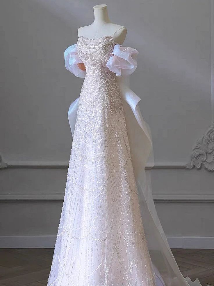 Luxury Senior Evening Dresses Bow Strapless Beading Off The Shoulder Shiny Sequin Prom Dress Party Dress