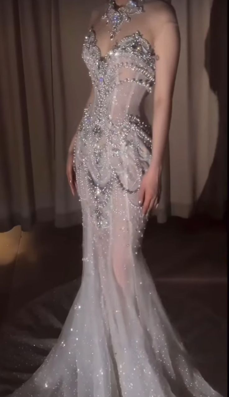 Glamorous Mermaid Sweetheart Tulle Sequin Beaded Long Prom Dress, Evening Dress