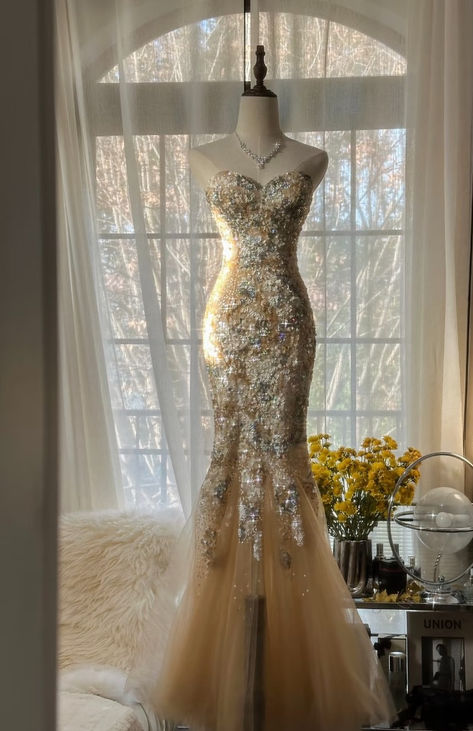Gorgeous Mermaid Sweetheart Tulle Sequin Long Prom Dress, Evening Dress