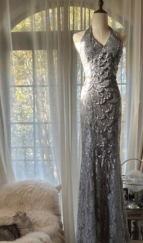 Gorgeous Mermaid Halter Tulle Lace Sequin Backless Long Prom Dress, Evening Dress