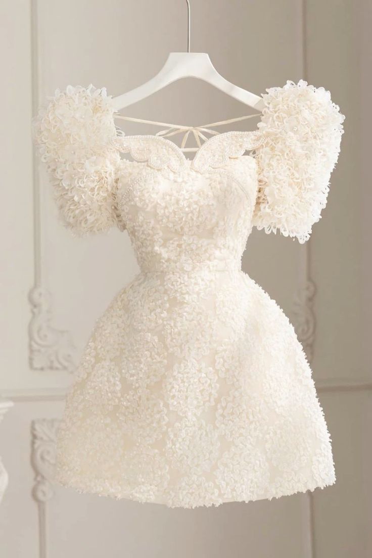 Chic A Line Short Lace White Homecoming Dress 18th Birthday Outfits