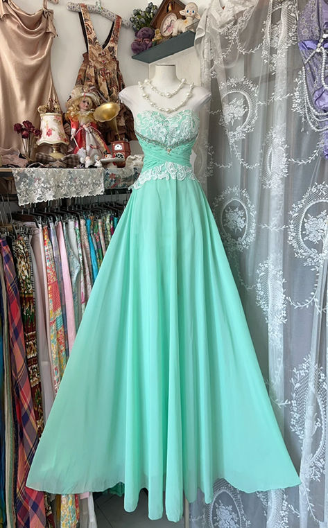 Chic A Line Sweetheart Chiffon Lace Without Sleeves Long Prom Dress, Evening Dress