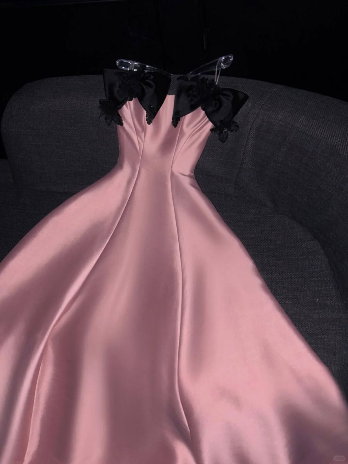 Unique A Line Strapless Satin Without Sleeves Long Prom Dress, Evening Dress