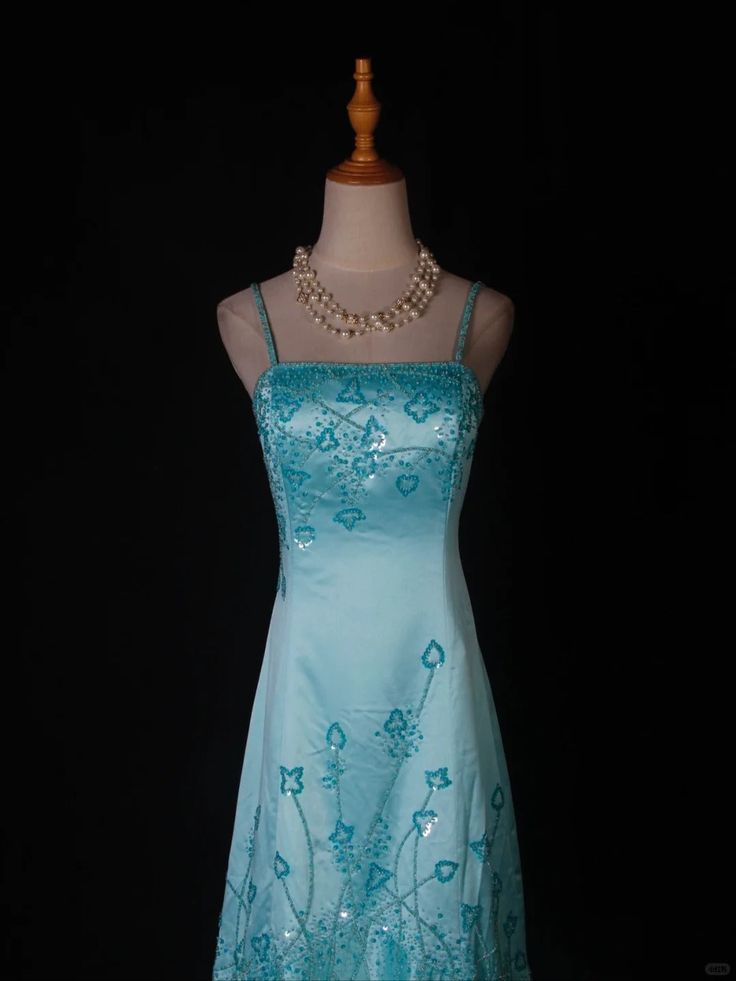 Gorgeous Pretty A Line Spaghetti Straps Satin Sequin Without Sleeves Long Prom Dress, Evening Dress