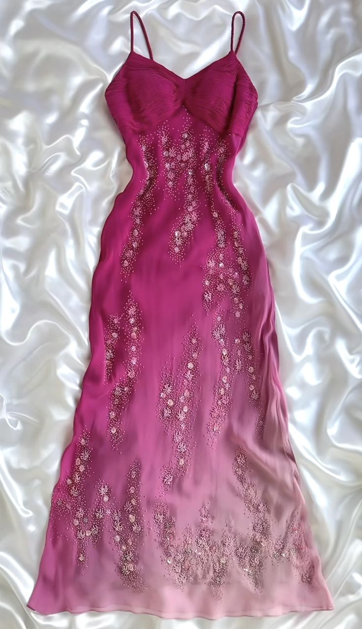 Chic Gradient Mermaid Spaghetti Straps Chiffon Beaded Without Sleeves Long Prom Dress, Evening Dress