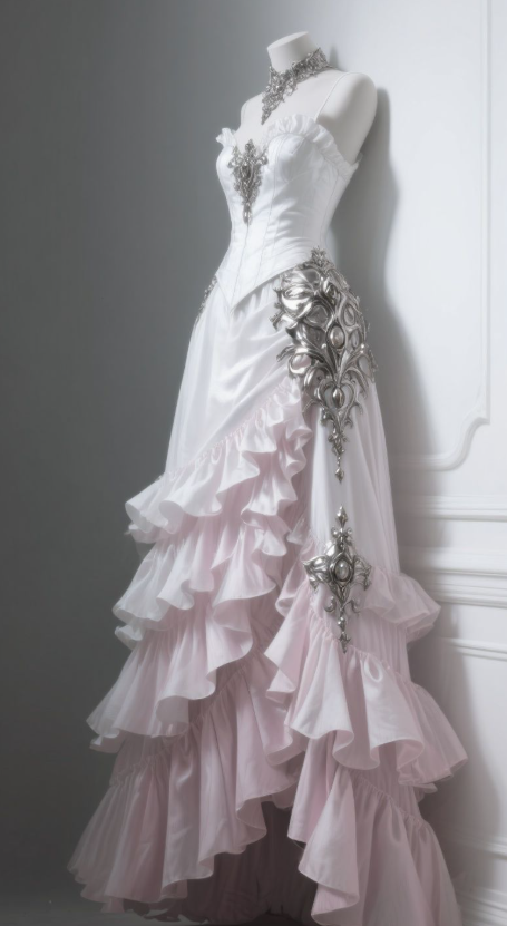 Vintage A Line Strapless Tiered Ruffle Satin Without Sleeves Long Prom Dress, Evening Dress