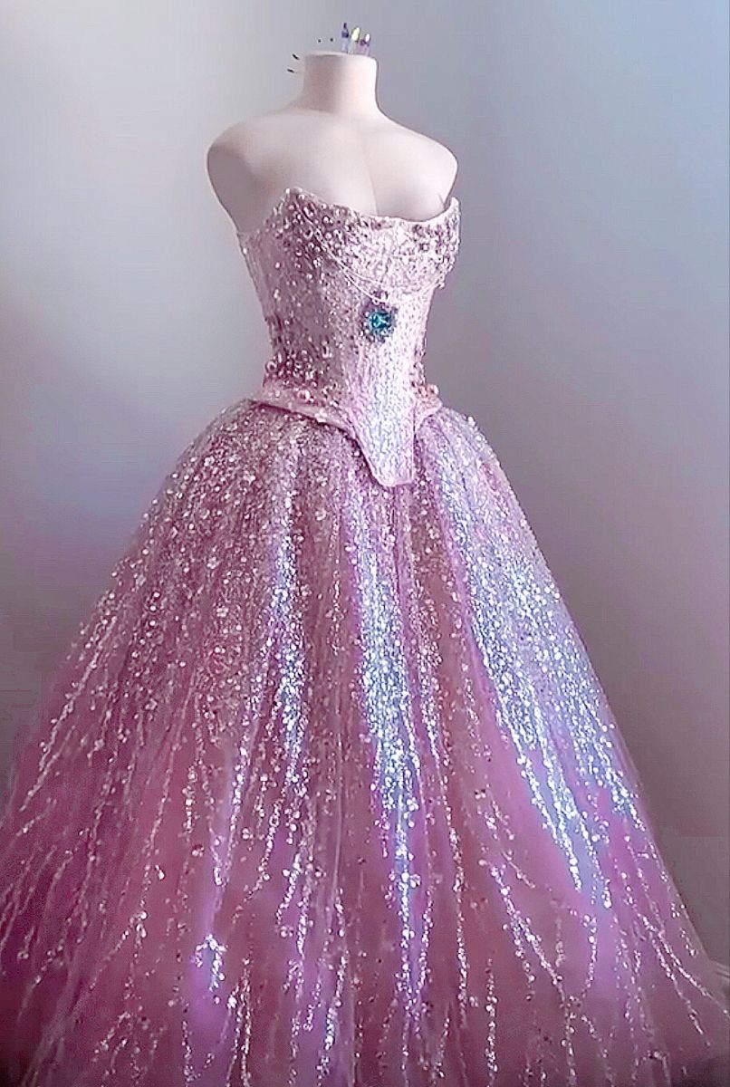 Pink Gorgeous A Line Strapless Tulle Sequin Beaded Without Sleeves Long Prom Dress, Evening Dress