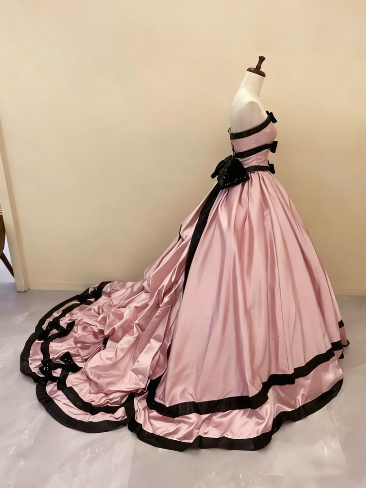 Pretty Soft Pink Ball Gown Strapless Satin Sequin Without Sleeves Long Prom Dress, Evening Dress