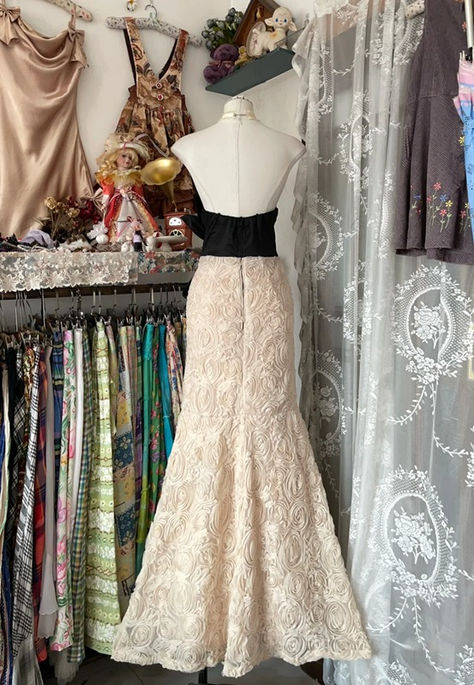 Pretty Mermaid Strapless Satin Lace Without Sleeves Long Prom Dress, Evening Dress