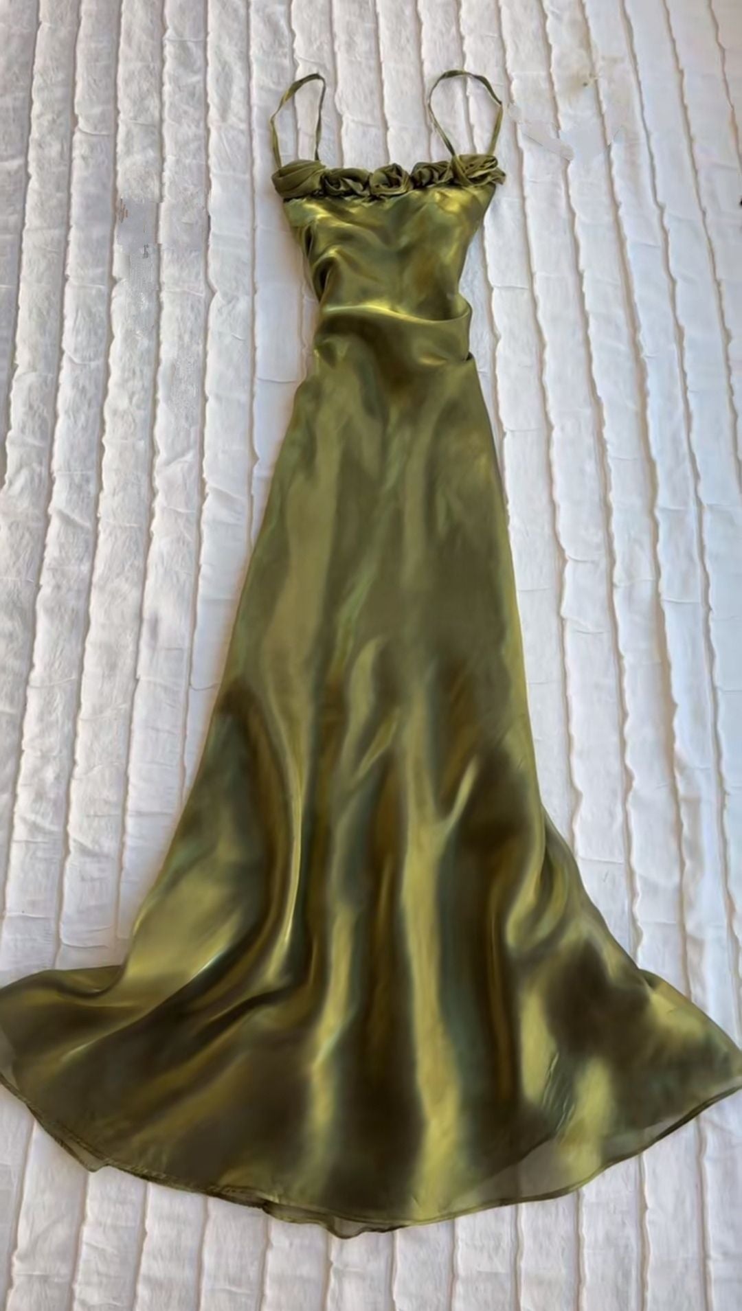 Elegant A Line Spaghetti Straps Satin Without Sleeves Long Prom Dress, Evening Dress