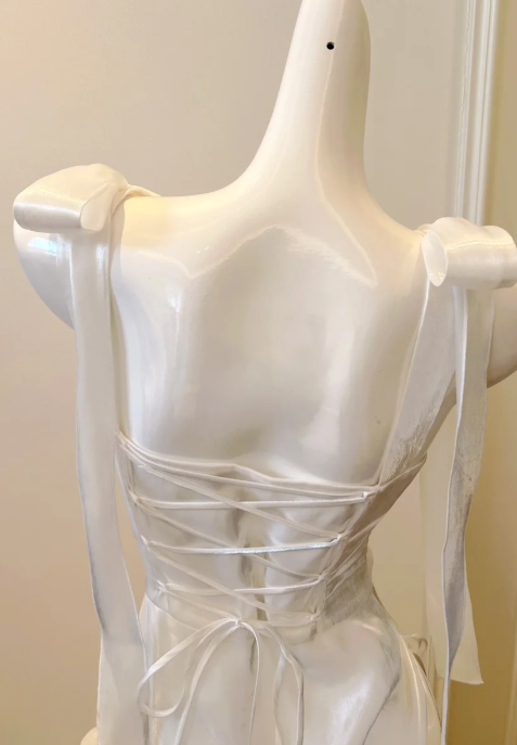 White A Line Square Satin Without Sleeves Long Prom Dress, Evening Dress