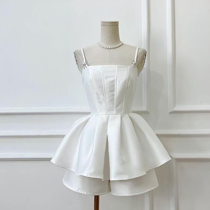Simple A line Spaghetti Straps Short Satin Homecoming Dress 20th Birthday Outfits