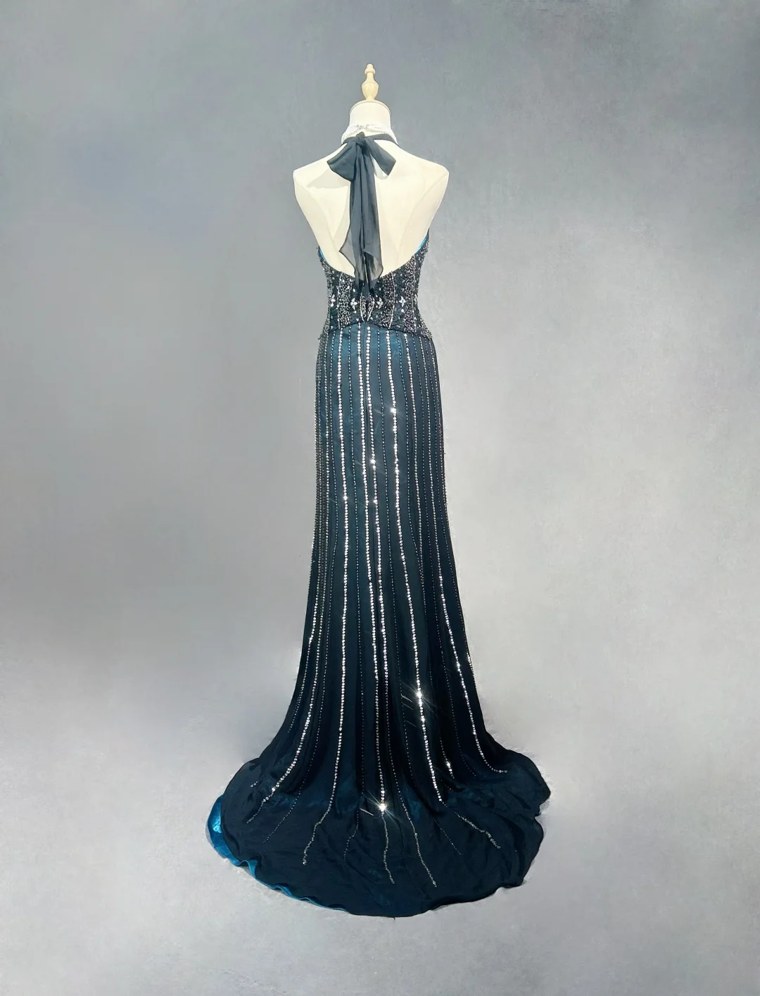 Gorgeous Mermaid Halter Sequin Beaded Without Sleeves Long Prom Dress, Evening Dress