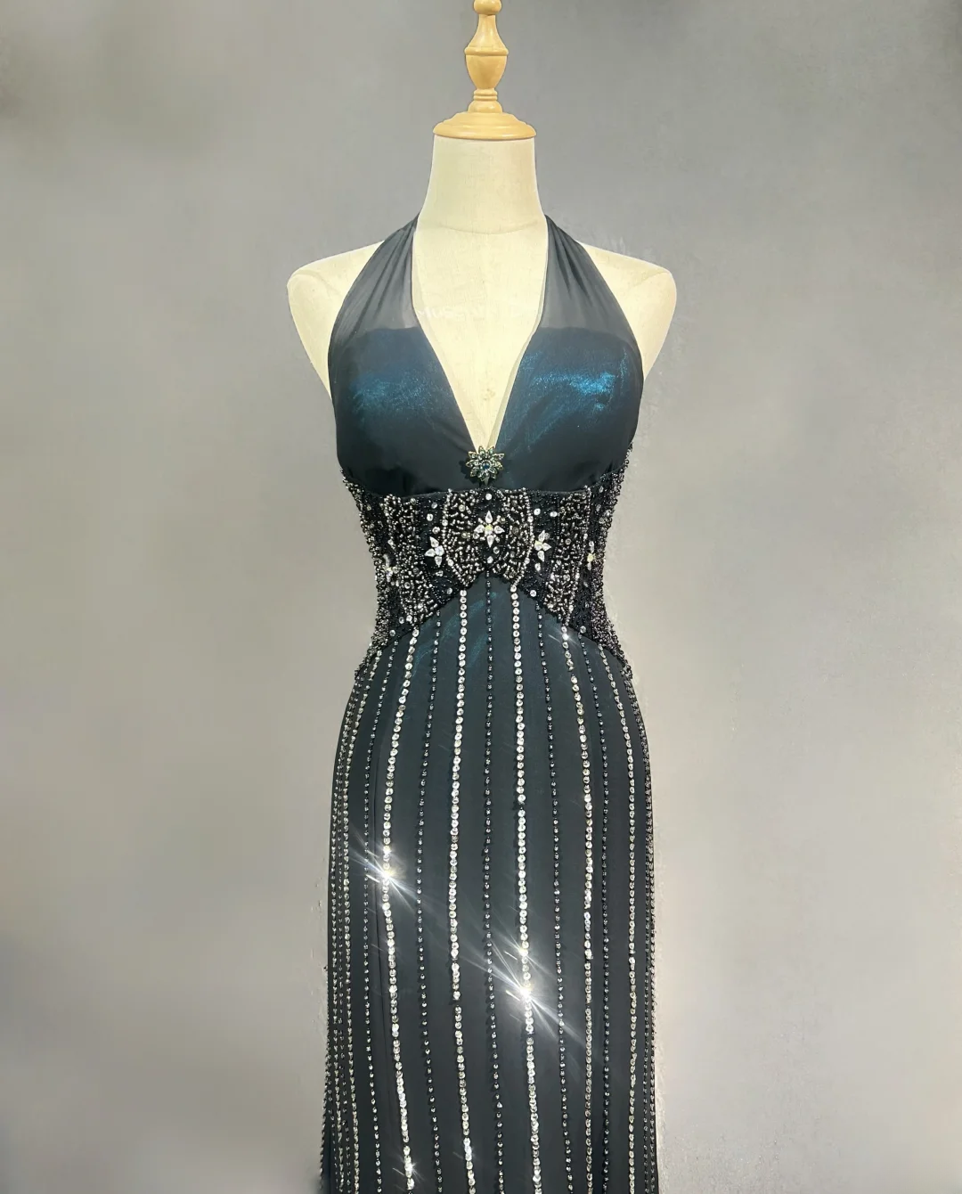 Gorgeous Mermaid Halter Sequin Beaded Without Sleeves Long Prom Dress, Evening Dress
