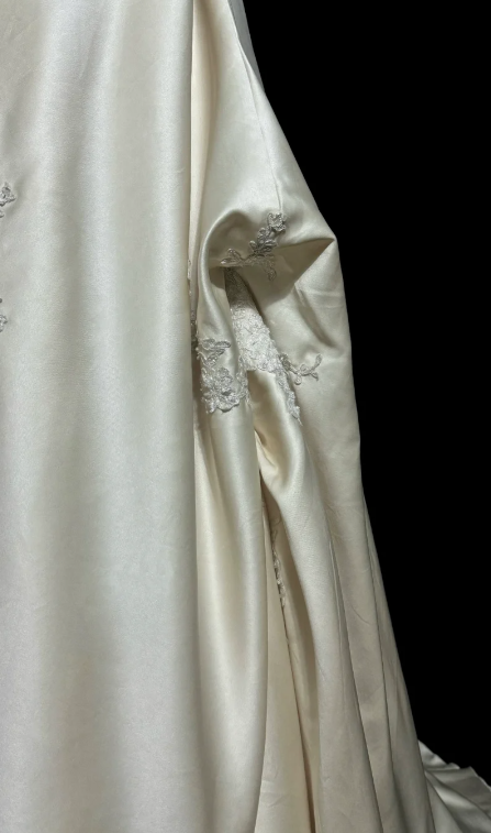 Pretty A Line Strapless Satin Lace Without Sleeves Long Prom Dress, Evening Dress