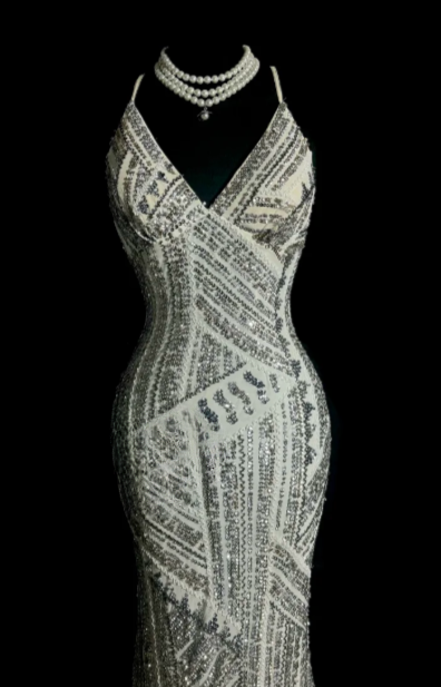 Gorgeous Shiny Mermaid Spaghetti Straps Satin Sequin Beaded Without Sleeves Long Prom Dress, Evening Dress