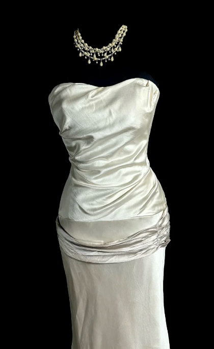 Classy Mermaid Strapless Satin Without Sleeves Long Prom Dress, Evening Dress