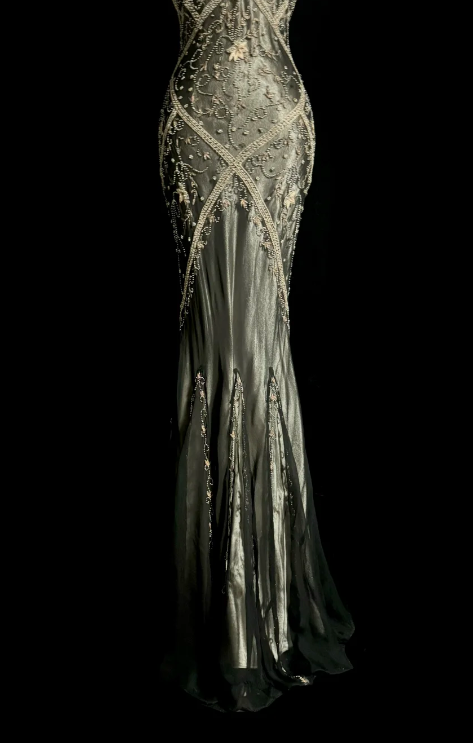 Vintage Mermaid V Neck Satin Beaded Without Sleeves Long Prom Dress, Evening Dress