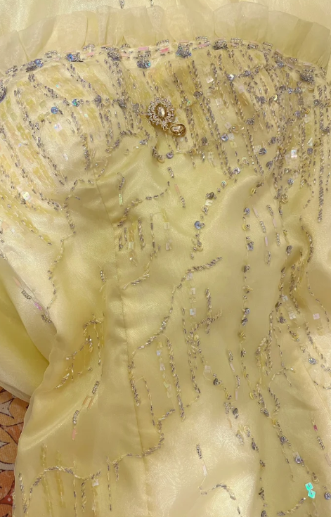 Obsessed Mermaid Strapless Satin Sequin Beaded Without Sleeves Long Prom Dress, Evening Dress