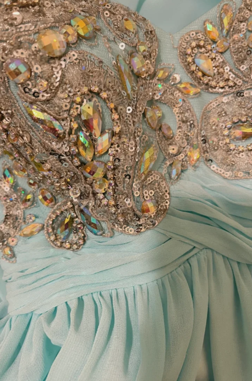 Chic A Line Sweetheart Chiffon Sequin Beaded Without Sleeves Long Prom Dress, Evening Dress