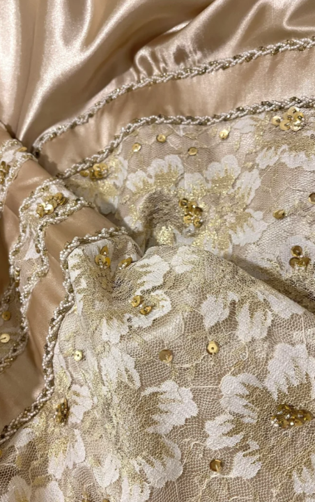 Pretty Gold Mermaid Spaghetti Straps Satin Lace Sequin Without Sleeves Long Prom Dress, Evening Dress