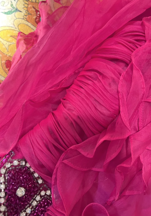 Obsessed Mermaid V Neck Ruffle Chiffon Beaded Without Sleeves Long Prom Dress, Evening Dress