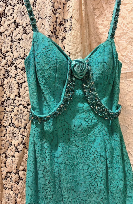 Chic Mermaid Spaghetti Straps Tulle Lace Beaded Without Sleeves Long Prom Dress, Evening Dress