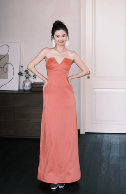 Classy A Line Strapless Satin Long Prom Dress, Evening Dress