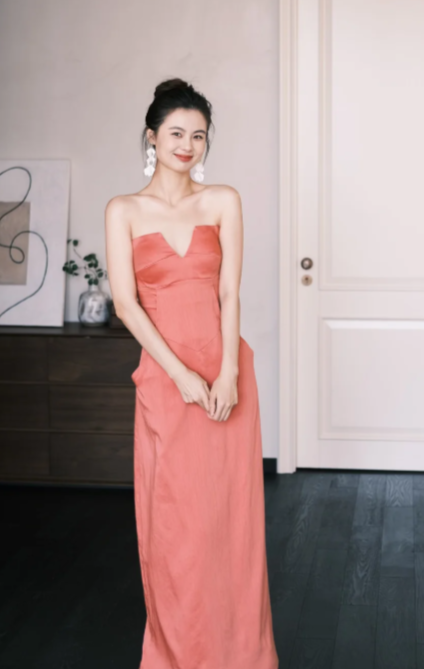 Classy A Line Strapless Satin Long Prom Dress, Evening Dress