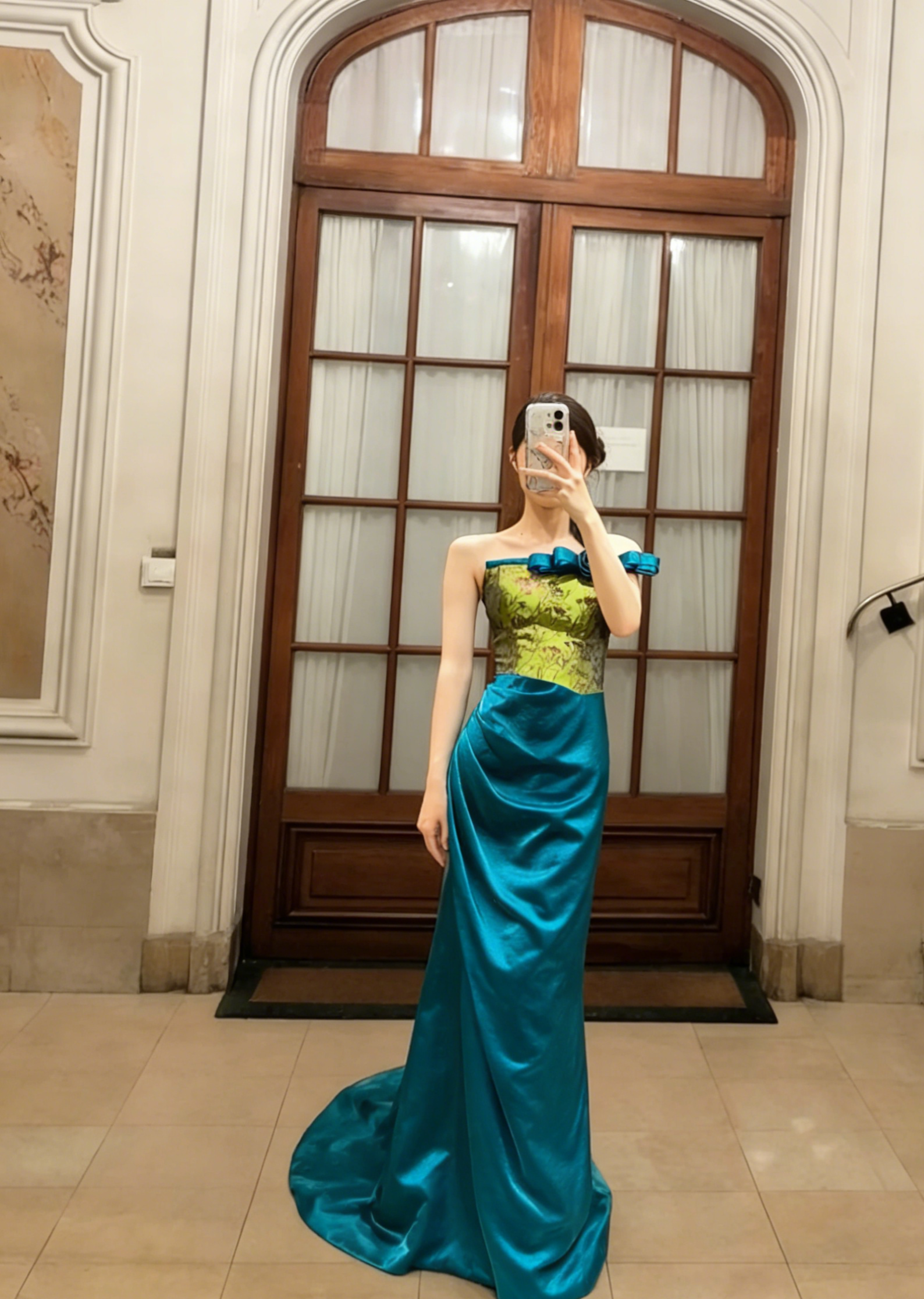 Formal Mermaid Strapless Satin Long Prom Dress, Evening Dress