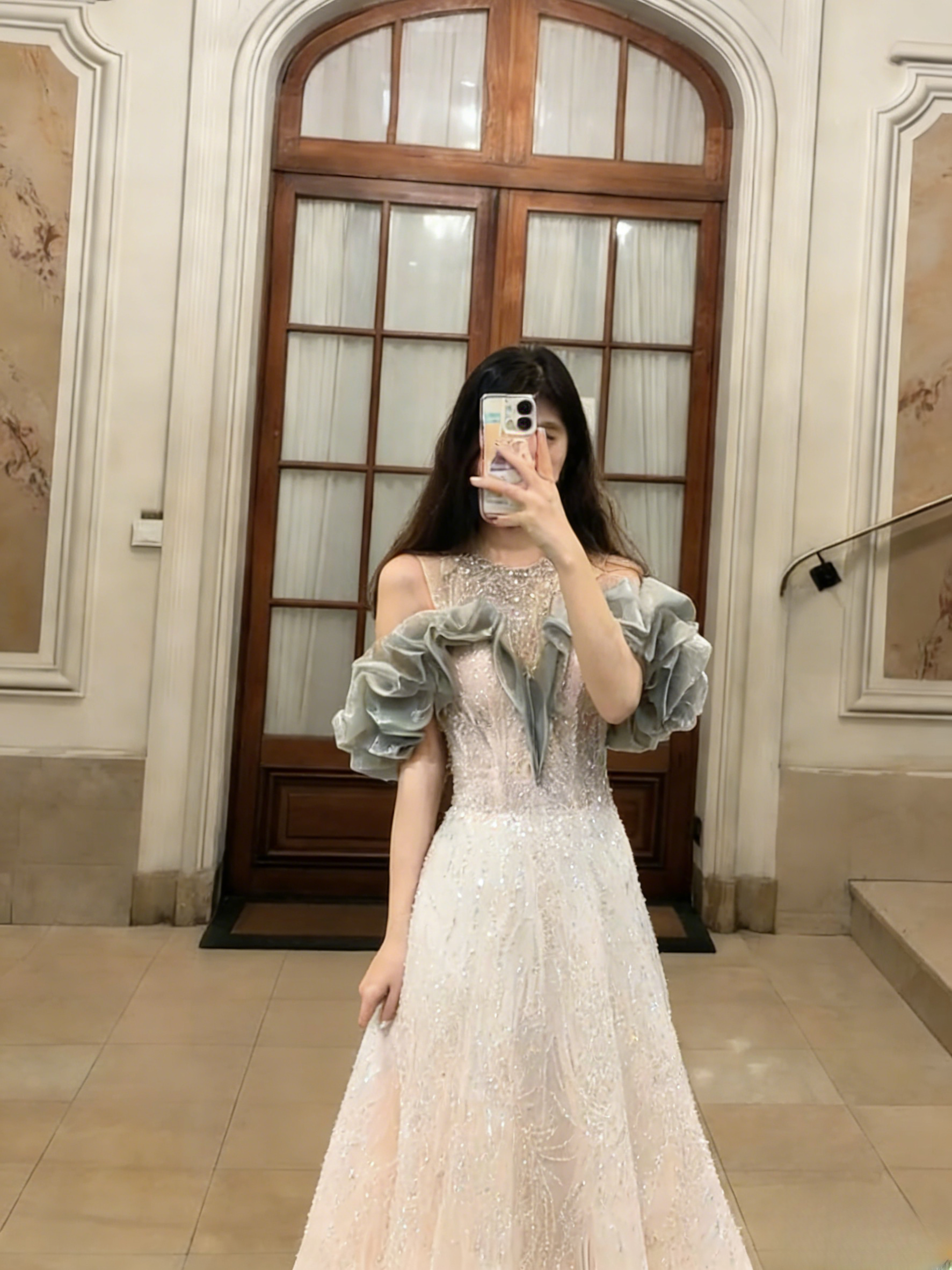 Fashionable A Line Off The Shoulder Tulle Sequin Long Prom Dress, Evening Dress