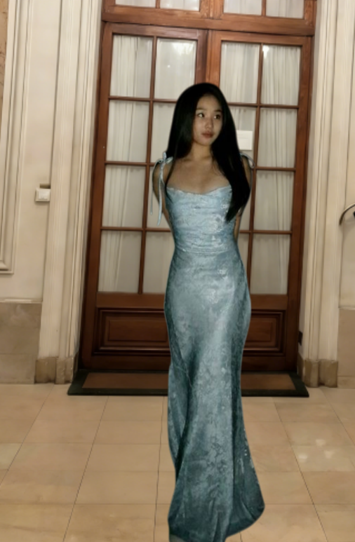 Classy Mermaid Spaghetti Straps Satin Long Prom Dress, Evening Dress