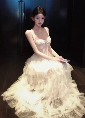 Pretty A Line Spaghetti Straps Tulle Long Prom Dress, Evening Dress