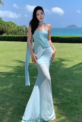 Formal Mermaid Sweetheart Chiffon Long Prom Dress, Evening Dress