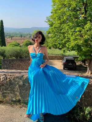 Pretty A Line Halter Satin Long Prom Dress, Evening Dress