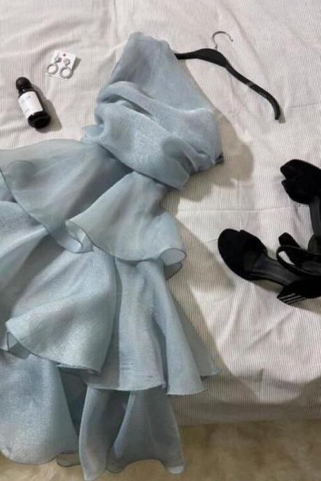 Simple Blue Short Party Homecoming Dress Birthday Outfits